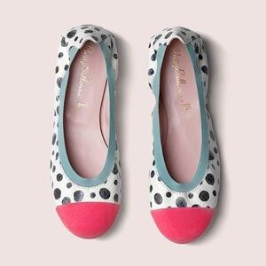 Pretty Ballerinas Kids Handmade Valerie Polka Dot Croc Embossed Leather Flats